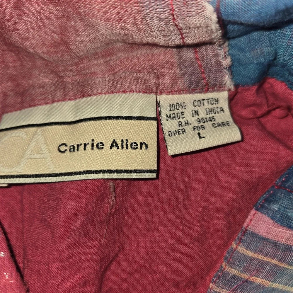 Carrie‎ Allen Patchwork Sequined Button Down Collared Blouse Womens Size Large - Picture 2 of 8